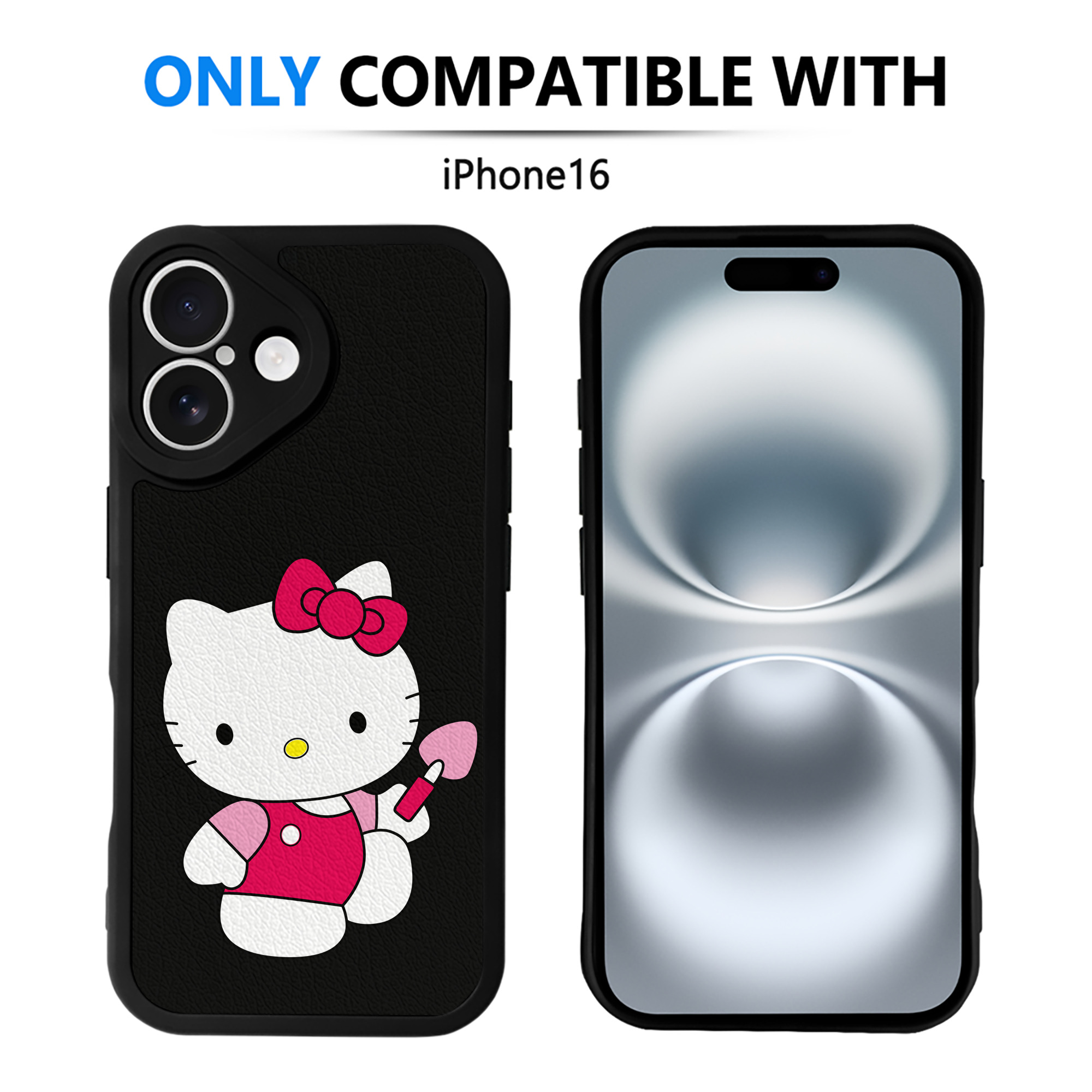 （画像用） Hello Kitty ハローキティ 【iPhone 16シリーズ対応】シリコンスマホケース（レザー調） 材質：シリコン